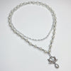 White angel pearl drop double necklace