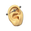 Classic cross silver industrial piercing