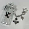 Black and white cat strawberry star lighter keychain case