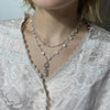 Double pearl floral drop double quartz gemstone necklace