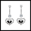 Black Heart Thorn Rhinestone Earrings and Piercings
