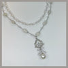 Double pearl floral drop double quartz gemstone necklace