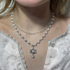 White angel pearl drop double necklace