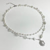 White pearl double quartz gemstone necklace set