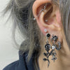 Black chrome rose drop earrings