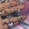 Pastel purple bubble heart amethyst gemstone necklace