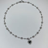 Chrome crown black heart necklace