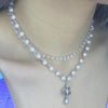 White angel pearl drop double necklace