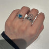 Ocean blue heart melt sterling silver ring  (pre-order only)