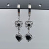 Black chandelier drop hoop earrings