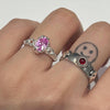 Pink gemstone web sticky sterling silver ring (pre-order only)