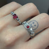 Pink red star sterling silver chrome ring