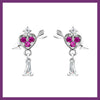 Cupid heart bling drop earrings
