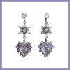 Purple heart sun drop earrings