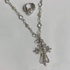 (Highly recommended) Cross necklace and pearl hoop set
