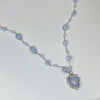 Baby blue heart glitter sapphire necklace