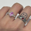 Pink gemstone web sticky sterling silver ring (pre-order only)