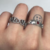 Heart pattern bling sterling silver ring