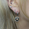 Black Floral heart hoop earrings