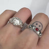 Heart white swar gemstone sterling silver melt ring (pre-order only)