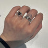 Burgundy heart melt silver ring (pre-order only)