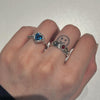 Ocean blue heart melt sterling silver ring  (pre-order only)