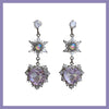 Purple heart sun drop earrings